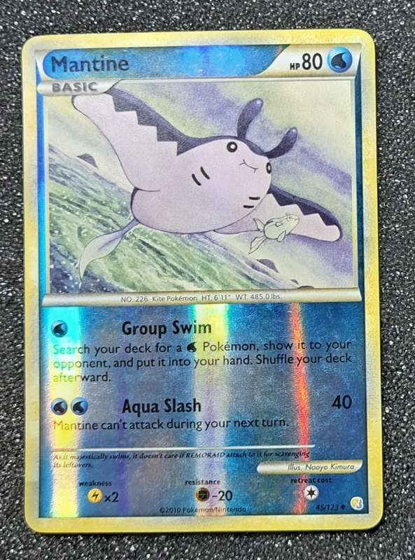 Pokemon Trading Cards - Mantine - 45/123 - Reverse Holo - Heart Gold Soul Silver - LP