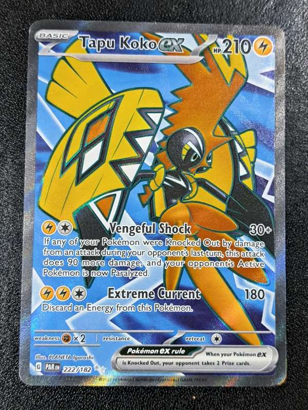 Pokemon Trading Cards - Tapu Koko ex - 222/182 - Full Art Secret Rare - Paradox Rift - NM