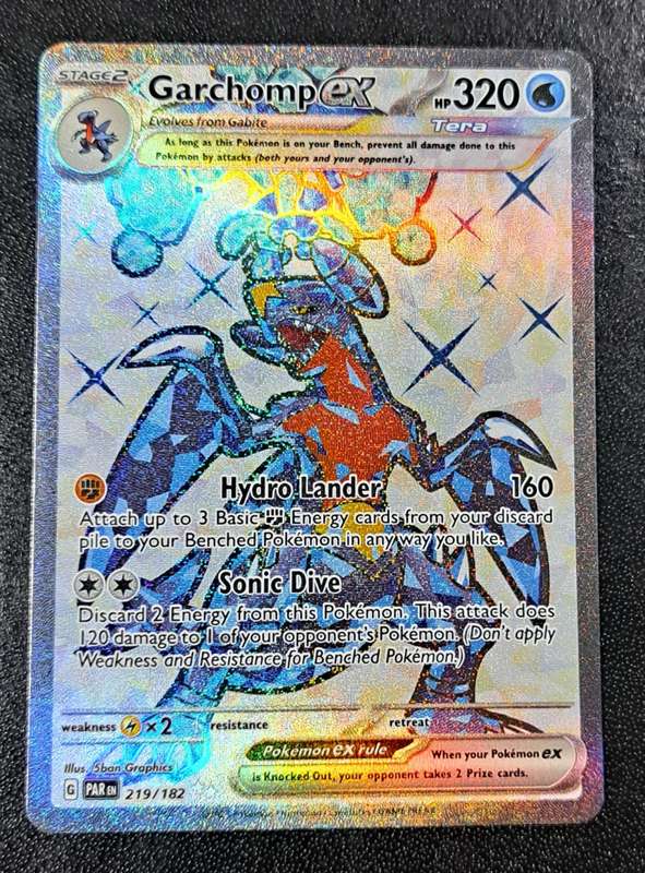 Pokemon Trading Cards - Garchomp ex - 219/182 - Full Art Secret Rare - Paradox Rift - NM