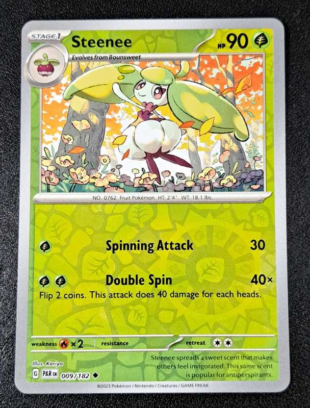 Pokemon Trading Cards - Steenee - 009/182 - Reverse Holo - Paradox Rift - NM