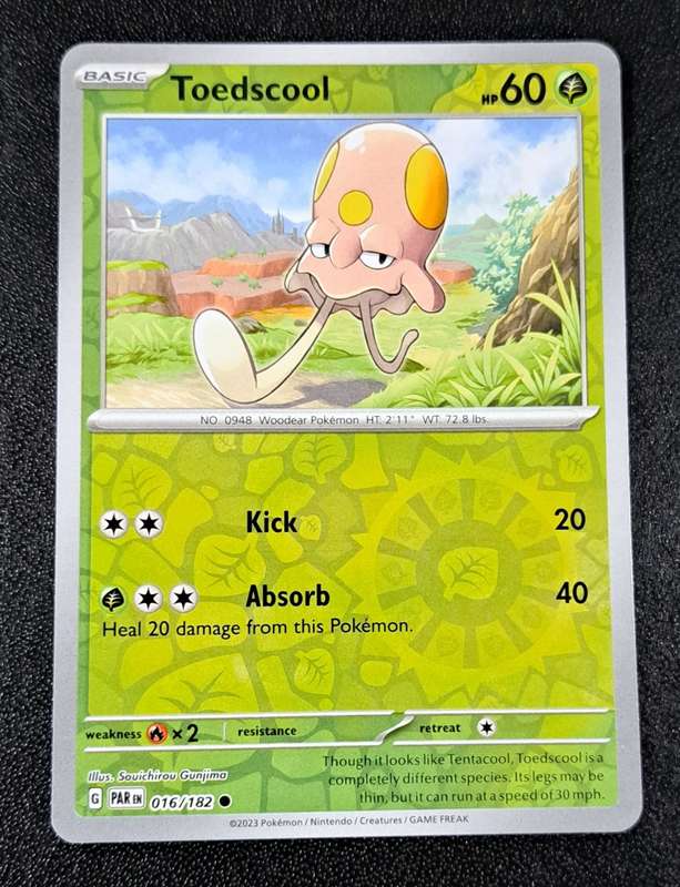 Pokemon Trading Cards - Toedscool - 016/182 - Reverse Holo - Paradox Rift - NM