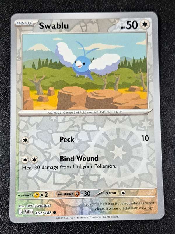 Pokemon Trading Cards - Swablu - 152/182 - Reverse Holo - Paradox Rift - NM