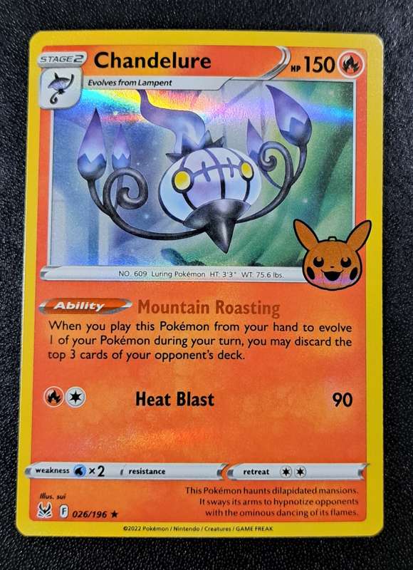Pokemon Trading Cards - Chandelure - 026/196 - Holo Rare - Trick or Trade 2023 - NM