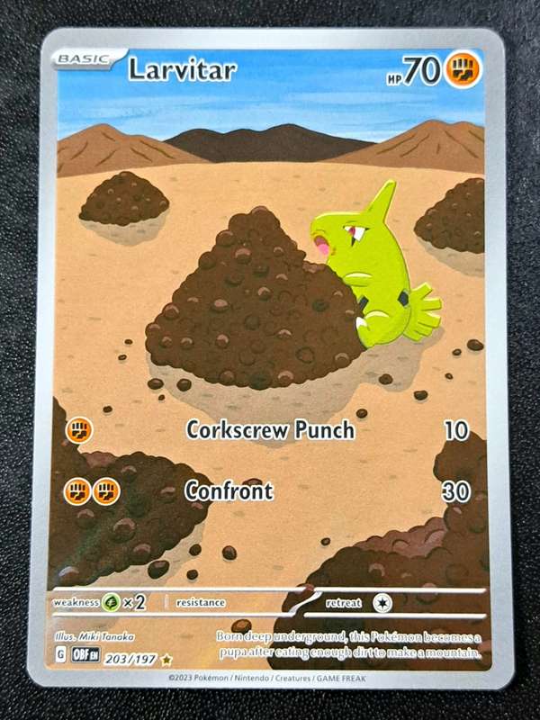 Pokemon Trading Cards - Larvitar - 203/197 - Illustration Rare - Obsidian Flames - NM