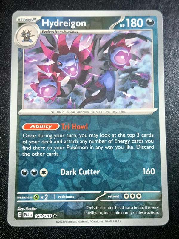 Pokemon Trading Cards - Hydreigon - 140/193 - Rare Reverse Holo - Paldea Evolved NM