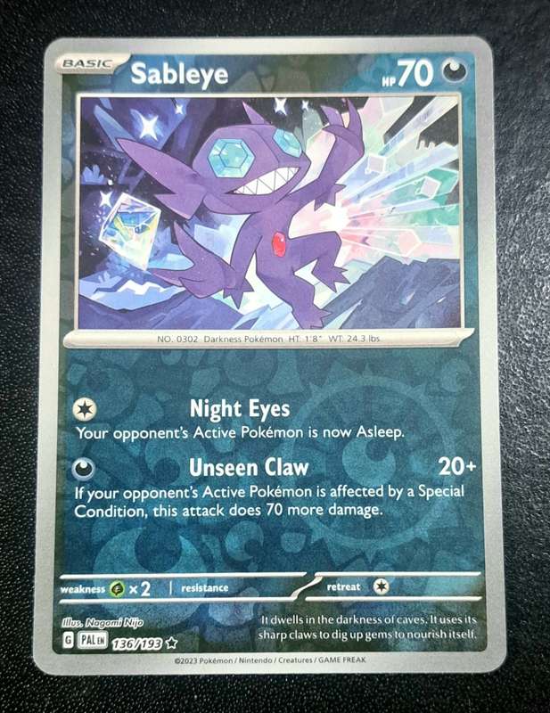 Pokemon Trading Cards - Sableye - 136/193 - Rare Reverse Holo - Paldea Evolved NM