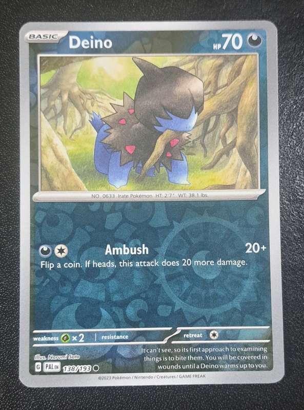 Pokemon Trading Cards - Deino - 138/193 - Reverse Holo - Paldea Evolved NM