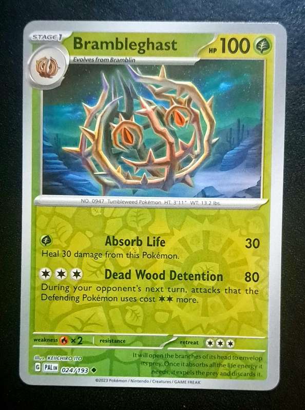 Pokemon Trading Cards - Brambleghast - 024/193 - Reverse Holo - Paldea Evolved NM