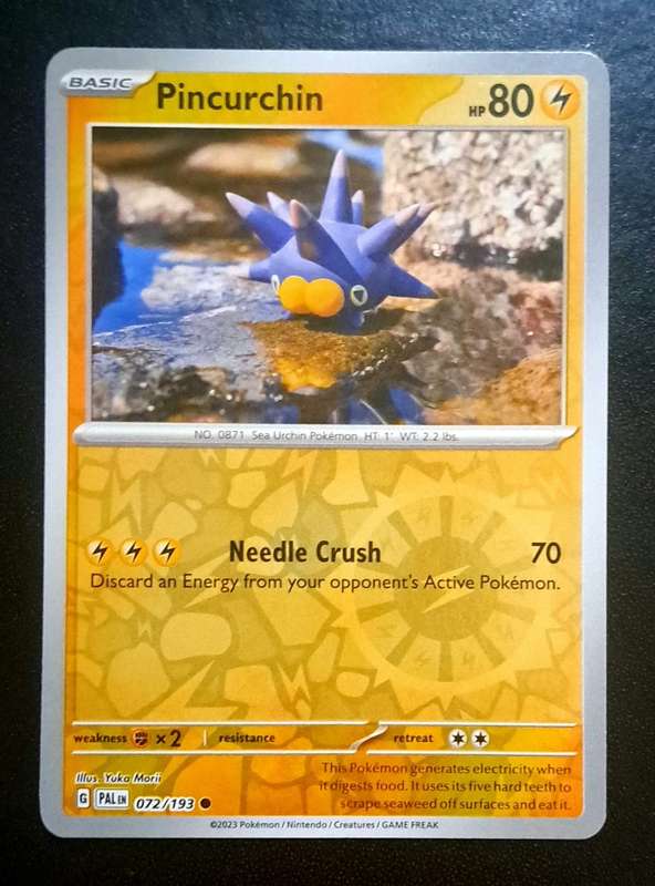 Pokemon Trading Cards - Pincurchin - 072/193 - Reverse Holo - Paldea Evolved NM
