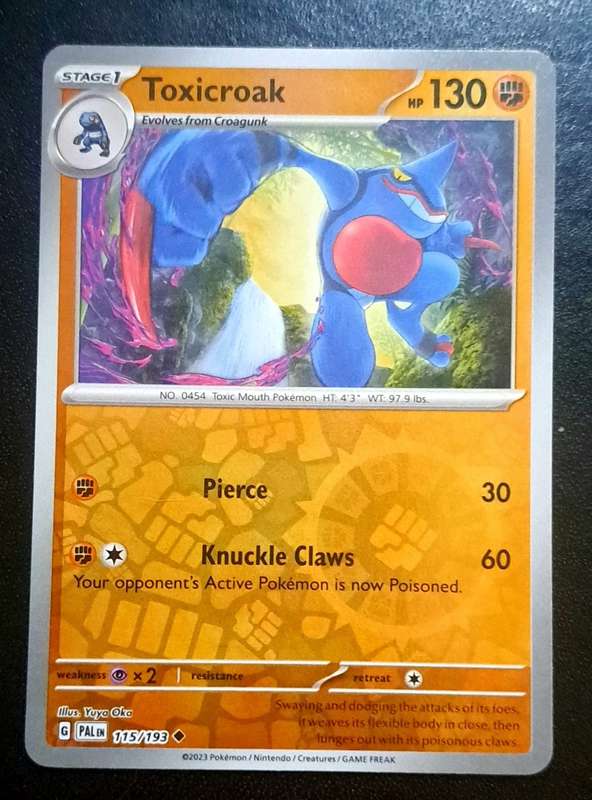 Pokemon Trading Cards - Toxicroak - 115/193 - Reverse Holo - Paldea Evolved NM