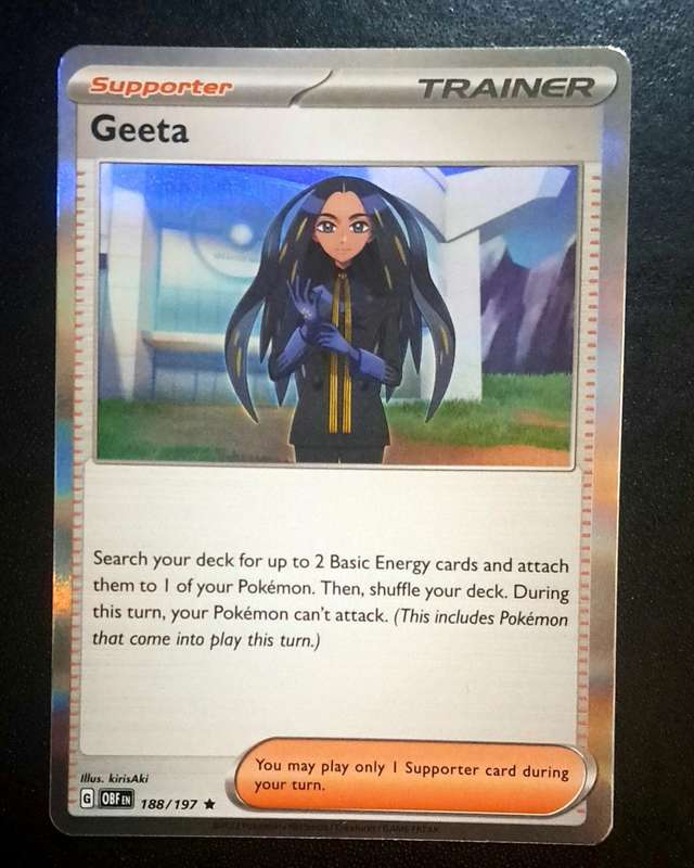 Pokemon Trading Cards - Geeta - 188/197 - Holo Rare - Obsidian Flames - NM