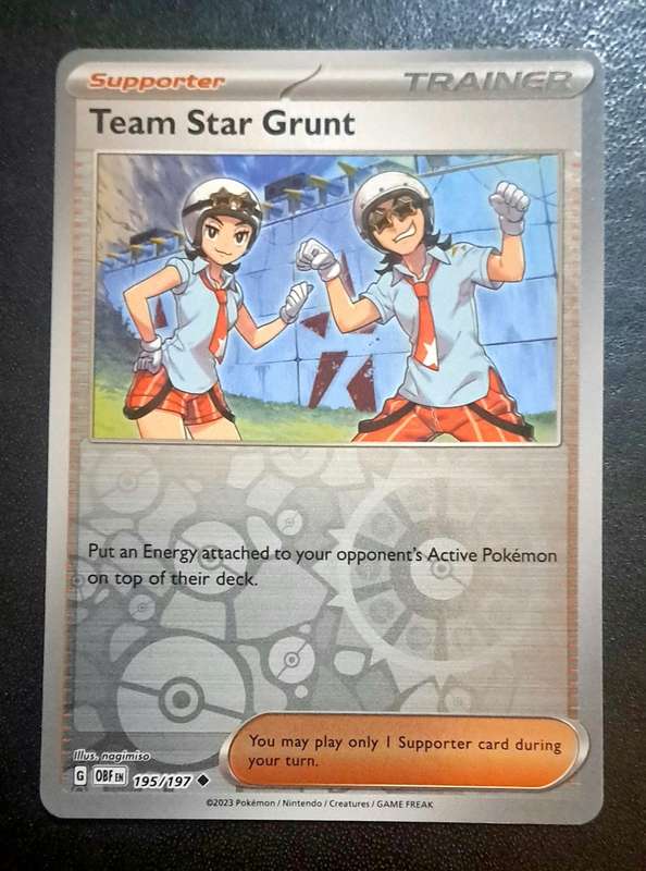 Pokemon Trading Cards - Team Star Grunt - 195/197 - Reverse Holo - Obsidian Flames - NM
