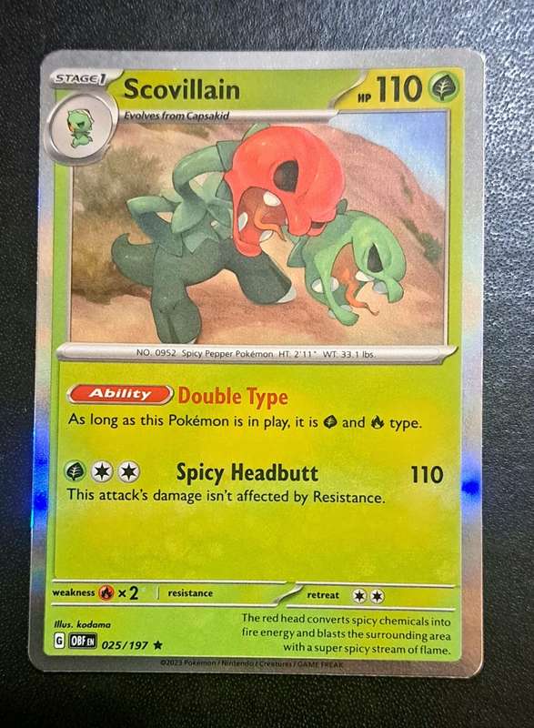Pokemon Trading Cards - Scovillain - 025/197 - Holo Rare - Obsidian Flames - NM