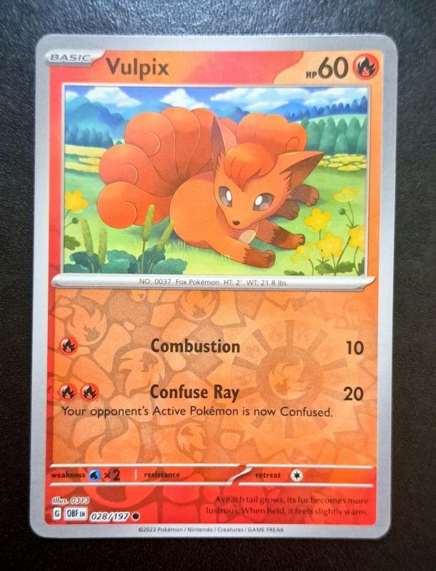 Pokemon Trading Cards - Vulpix - 028/197 - Reverse Holo - Obsidian Flames - NM