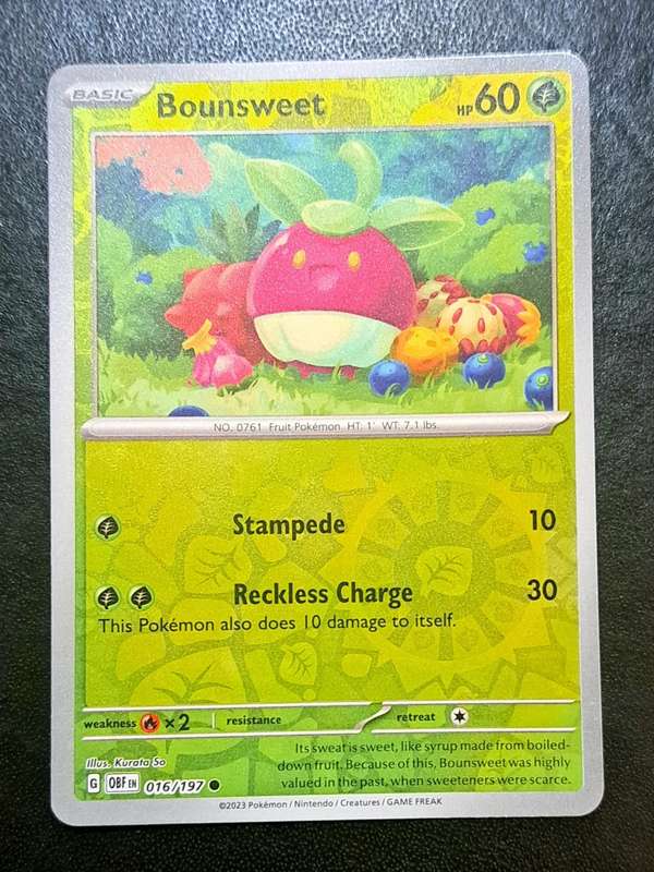Pokemon Trading Cards - Bounsweet - 016/197 - Reverse Holo - Obsidian Flames - NM