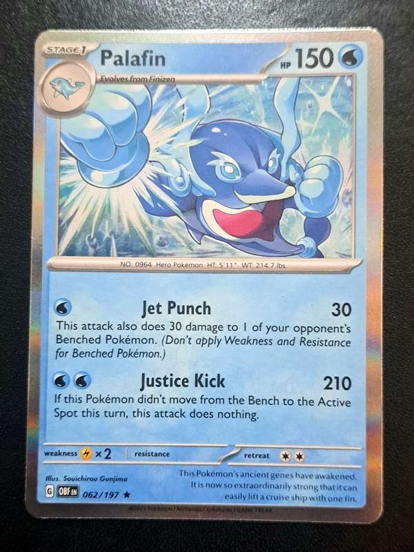 Pokemon Trading Cards - Palafin - 062/197 - Holo Rare - Obsidian Flames - NM