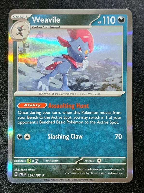 Pokemon Trading Cards - Weavile - 134/193 - Holo Rare - Paldea Evolved NM