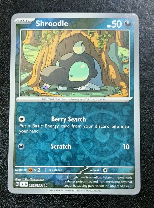 Pokemon Trading Cards - Shroodle - 144/193 - Reverse Holo - Paldea Evolved NM