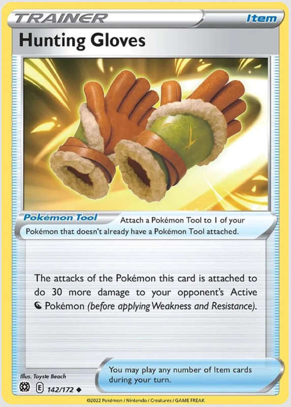 Pokemon Trading Cards - Hunting Gloves - 142/172 - Brilliant Stars - NM