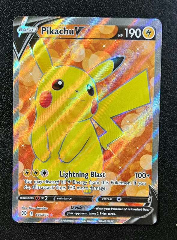 Pokemon Trading Cards - Pikachu V - 157/172 - Full Art Ultra Rare - Brilliant Stars  - NM