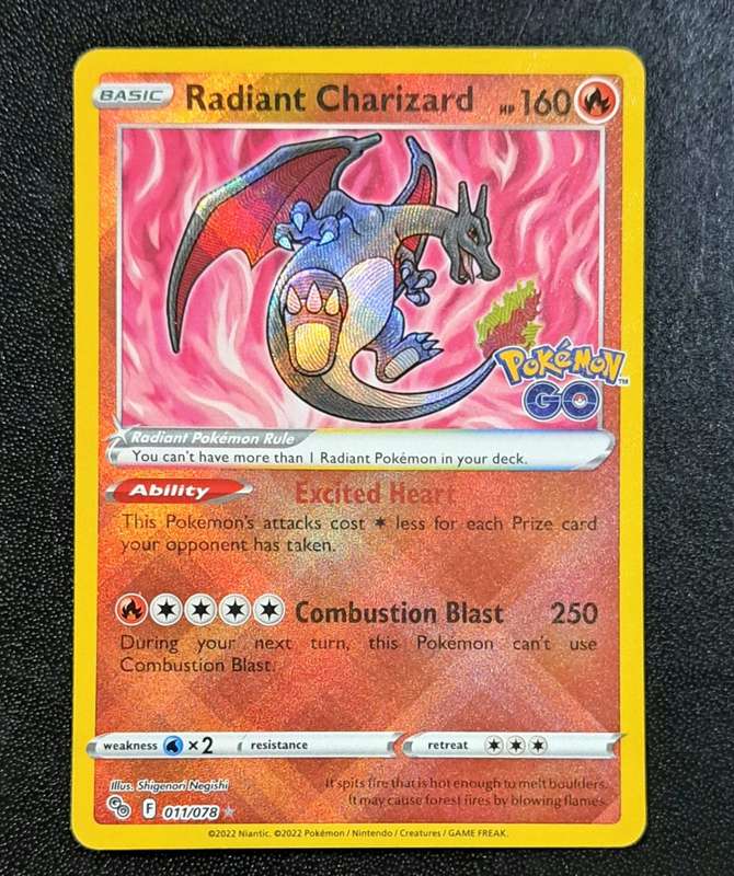 Pokemon Trading Cards - Radiant Charizard - 011/078 - Radiant Rare - Pokemon Go NM