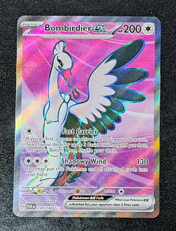 Pokemon Trading Cards - Bombirdier ex - 234/182 - Full Art Secret Rare - Paradox Rift - NM