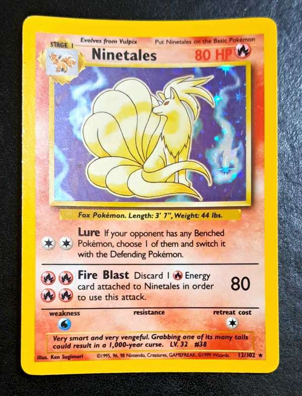 Pokemon Trading Cards - Ninetales - 12/102 - Holo  - 1999 Base Set Unlimited Singles - NM