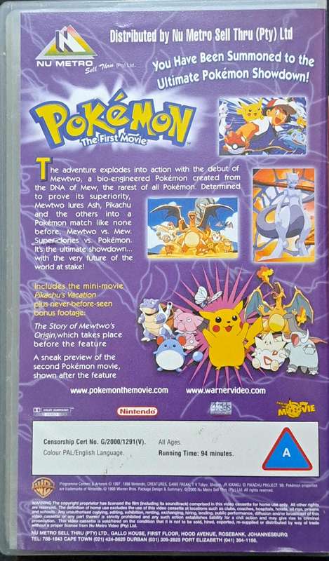 Pokémon the First Movie: Mewtwo Vs. Mew (VHS, 2000) For VCR Rated G