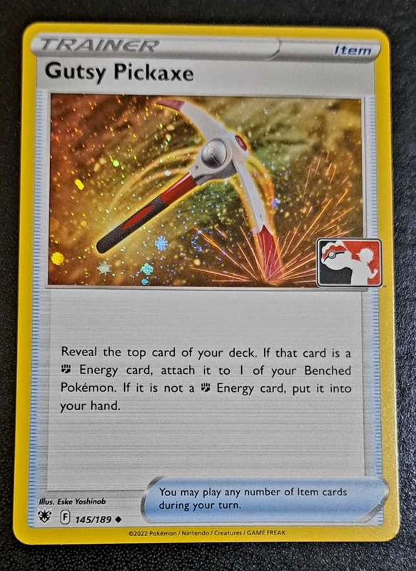 Pokemon Trading Cards - Gutsy Pickaxe - 145/189 - Cosmos Holo - Prize Pack Series - NM