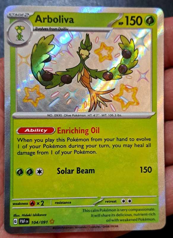 Pokemon Trading Cards - TCG - Arboliva - 104/091 - Shiny Rare - Paldean Fates Singles - NM