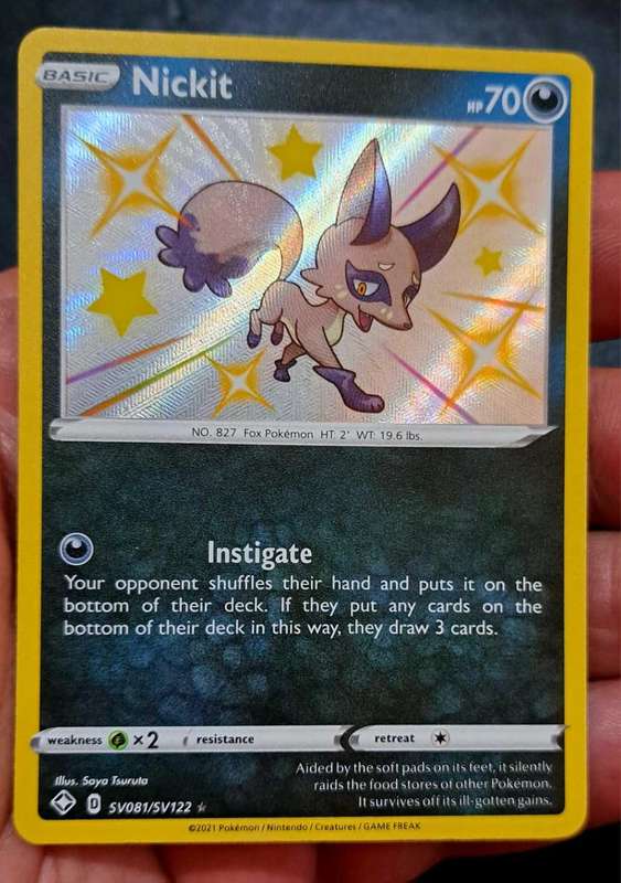 Pokemon Trading Cards - TCG - Nickit - SV81/SV122 - Shiny Rare - Shining Fates Singles - NM