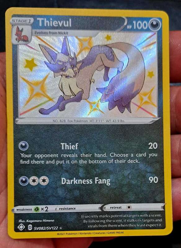 Pokemon Trading Cards - TCG - Thievul - SV82/SV122 - Shiny Rare - Shining Fates Singles - NM