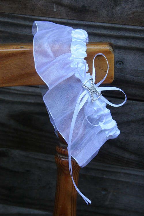 White wedding garter