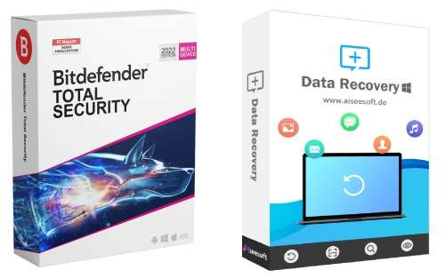Bitdefender Total Security 5 Device 6 Month License + Aiseesoft Data recovery 1 PC 1 Year License
