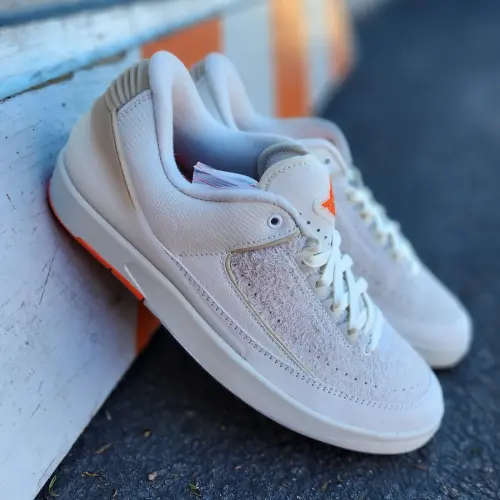 Shelflife x Air Jordan 2 Retro Low SP - White/Sail-Light Bone-Bright Mandarin - DV7128-110. UK 8