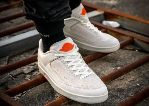 Shelflife x Air Jordan 2 Retro Low SP - White/Sail-Light Bone-Bright Mandarin - DV7128-110. UK 8