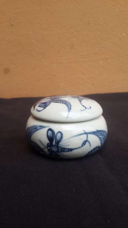 Beautiful Blue and White Dragonfly Trinket Bowl