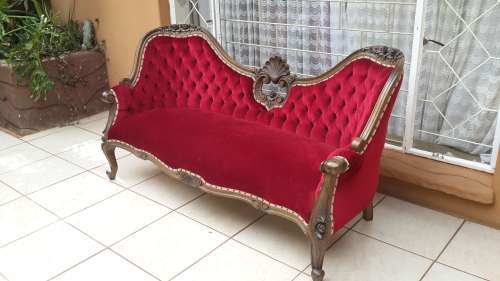 Stunning Royal Red Vintage Carved sofa