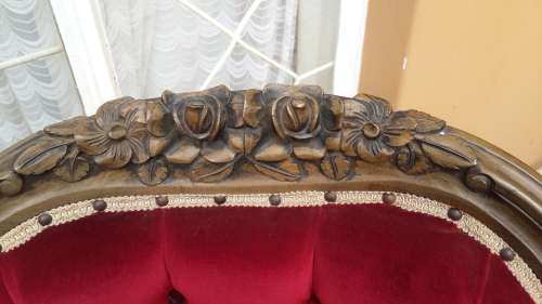 Stunning Royal Red Vintage Carved sofa