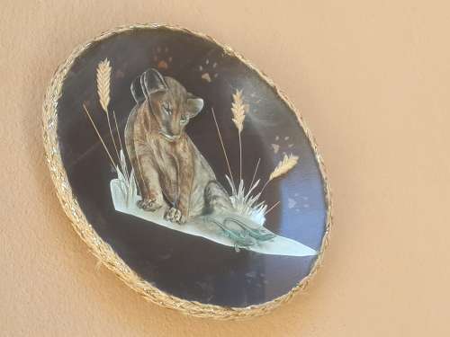 3D paper lion cub wall plate