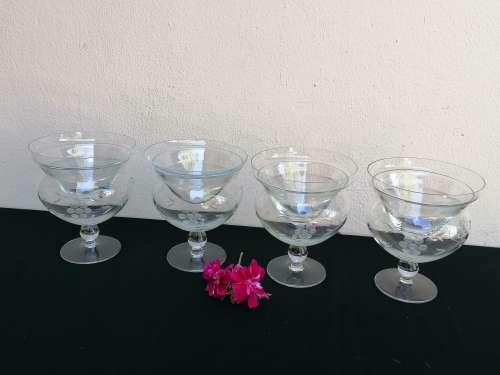 4 Grape cut Entree glasses