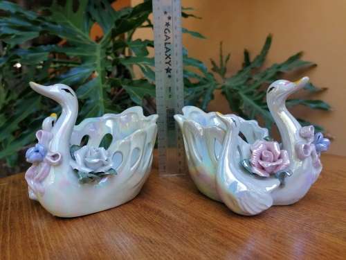 Mother of Pearl glazed Swans