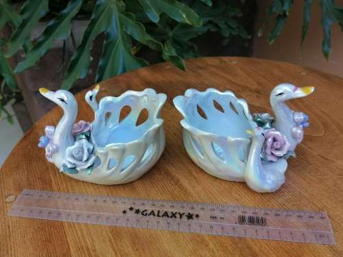 Mother of Pearl glazed Swans