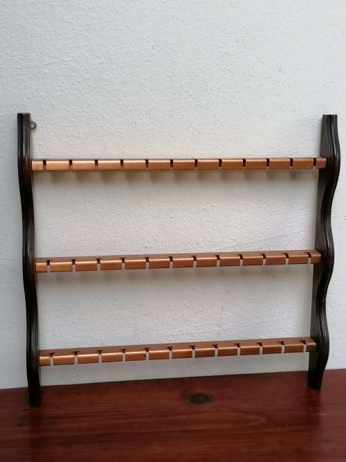 Copper and Wood Ornamental Teaspoon Rack