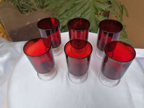 Set of 6 Wine Red French Glasses