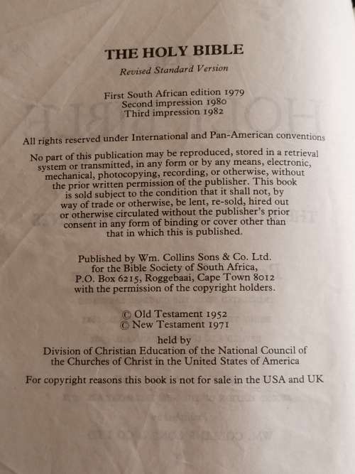 The Holy Bible revised Standard version 1982