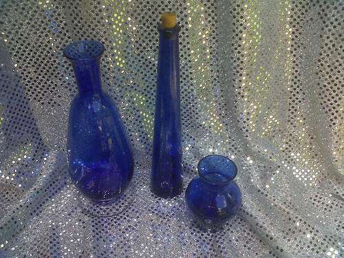 3 BLUE GLASS ITEMS