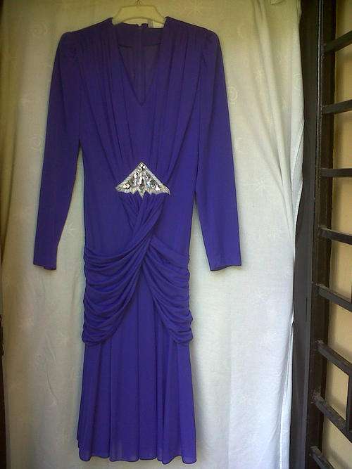 STYLISH, 1980'S BLUE EVENING DRESS