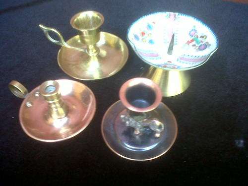 4 ASSORTED SMALL CANDLEHOLDERS