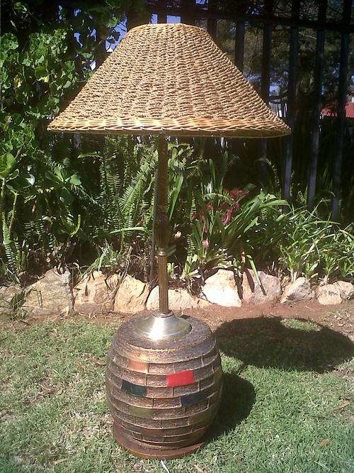 LOVELY SHORT OLD BARREL SHAPED BASE STANDING LAMP